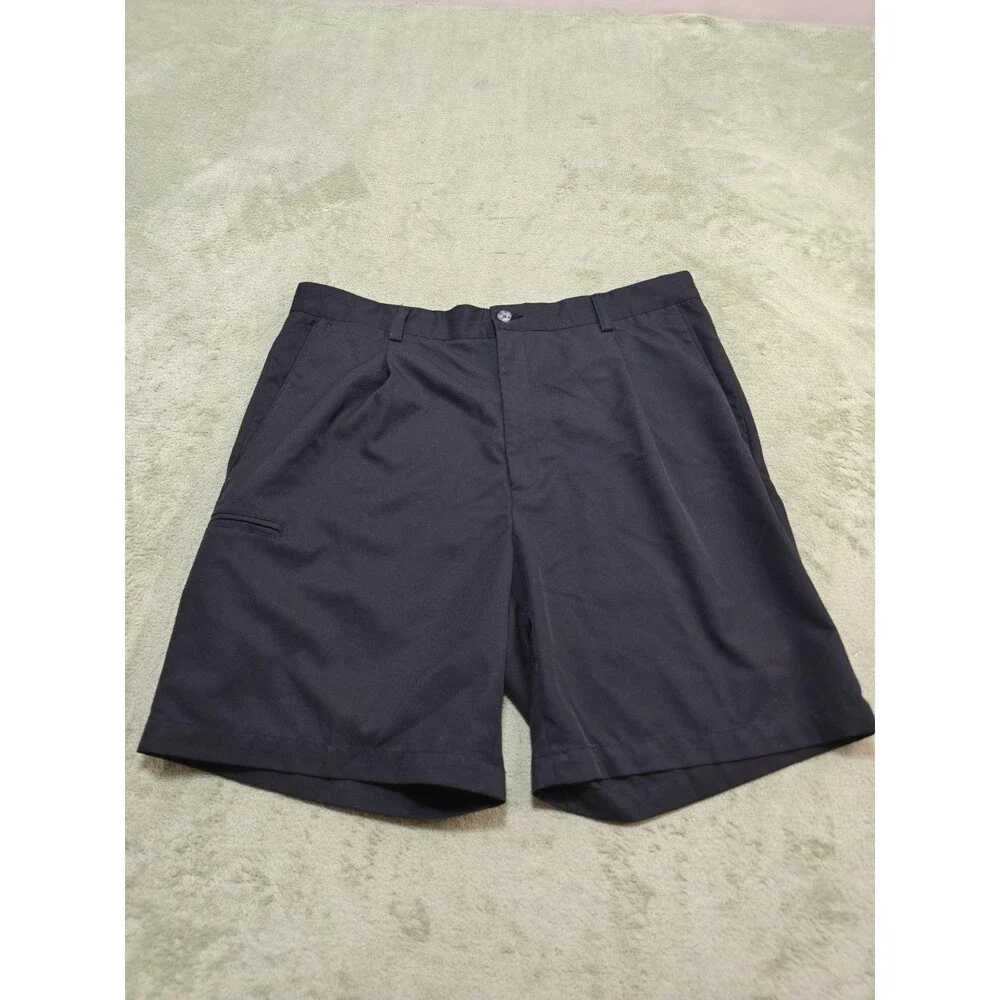 Wedge Golf Shorts Mens 36 Black Pleated Performance Polyester Stretch Golfing